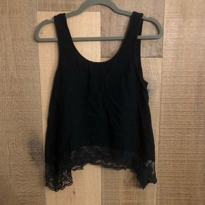 Black Tank with Lace Trim
